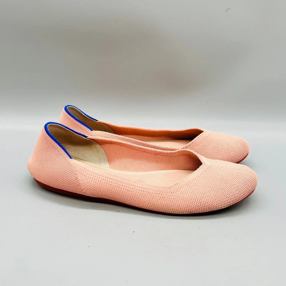 Rothy's Shoes Womens 8 Pink Knit The Flat Round Toe Ballet Flats Slip On Comfort